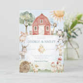 レッドバーンファームアニマルベビーシャワー招待状 招待状 (スタンド正面)