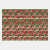レッドバーンファームハウスとサイロカスタムクリスマス ラッピングペーパーシート (正面2)