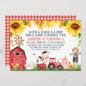 レッドバーンファームファーミヤードサンフラワーズ誕生日 招待状 (正面/裏面)