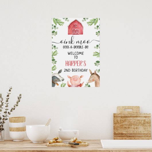 レッドバーンファームブロージュエグジー18x26誕生日ウェルカムサイン ポスター (キッチン)