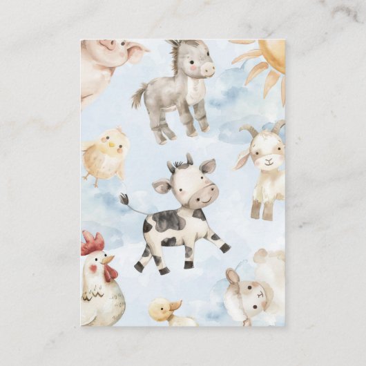 レッドバーンファーム動物の赤ちゃんシャワーおむつラッフル エンクロージャーカード (裏面)