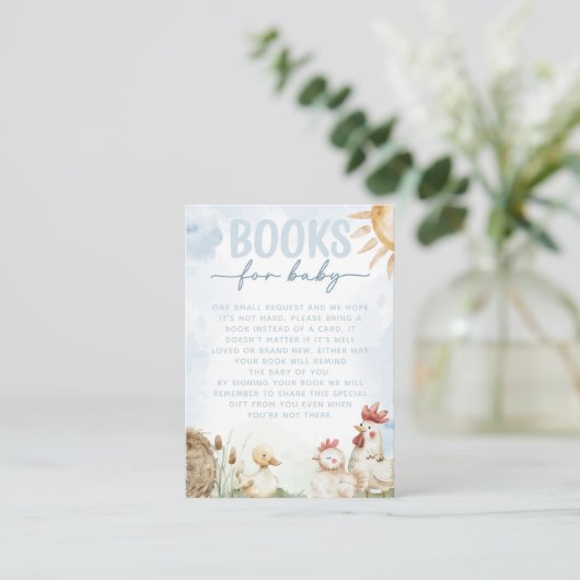 レッドバーンファーム動物の赤ちゃんシャワーブックリクエスト エンクロージャーカード (スタンド正面)