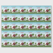 レッドバーンブルースカイハッピーバースデー付きファームアニマルズ ラッピングペーパー (フラット)