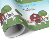 レッドバーンブルースカイハッピーバースデー付きファームアニマルズ ラッピングペーパー (ロールコーナー)