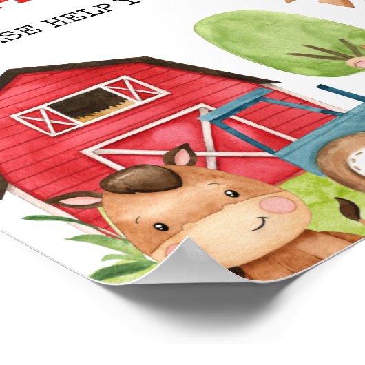 レッドバーンブルートラクターファームファーミヤード誕生日サイン ポスター (角)