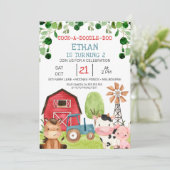 レッドバーンブルートラクターファームファーミヤード誕生日 招待状 (スタンド正面)