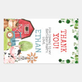 レッドバーンブルートラクターファームファーミヤード誕生日 長方形シール (正面)