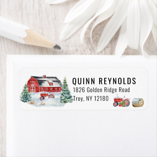 レッドバーン |ウィンターファームをテーマにした差出人住所ラベル ラベル (インサイチュ)