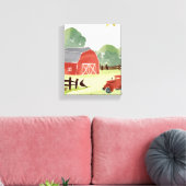 レッドバーン | ファームウォーター色トラクタ絵を描ーズ キャンバスプリント (インサイチュ (リビング))