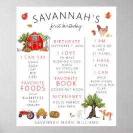 レッドバーン | ファーム ファースト バースデー マイルストーン ポスター