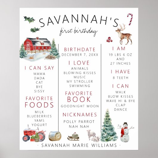 レッドバーン |冬のファームの最初の誕生日マイルストーン ポスター (正面)