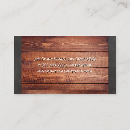 レッドバーン | 木目チョークの背景 名刺 (裏面)