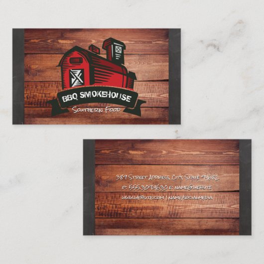 レッドバーン | 木目チョークの背景 名刺 (正面/裏面)