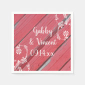 レッドバ素朴ンウッドカントリーウェディング スタンダードカクテルナプキン (正面)