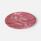 レッドバ素朴ンウッドカントリーウェディング ペーパープレート (アングル)