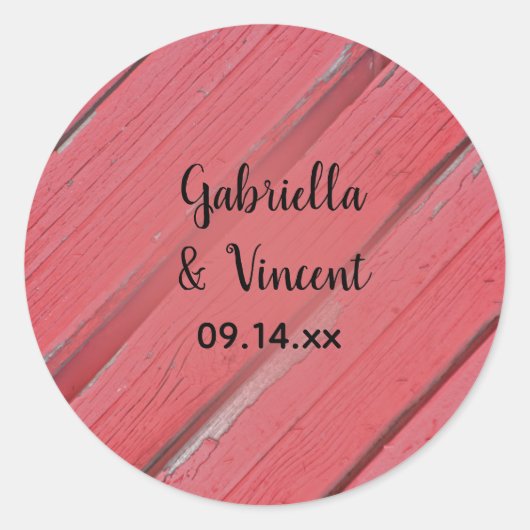 レッドバ素朴ンウッドカントリーウェディング ラウンドシール (正面)