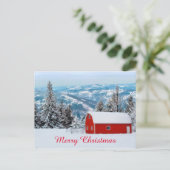 レッドバ素朴ンスノークリスマスウィンターホリデー シーズンポストカード (スタンド正面)