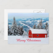 レッドバ素朴ンスノークリスマスウィンターホリデー シーズンポストカード (正面/裏面)
