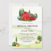 レッドバ素朴ンルーラルファームフォトブライダルシャワー 招待状 (正面)