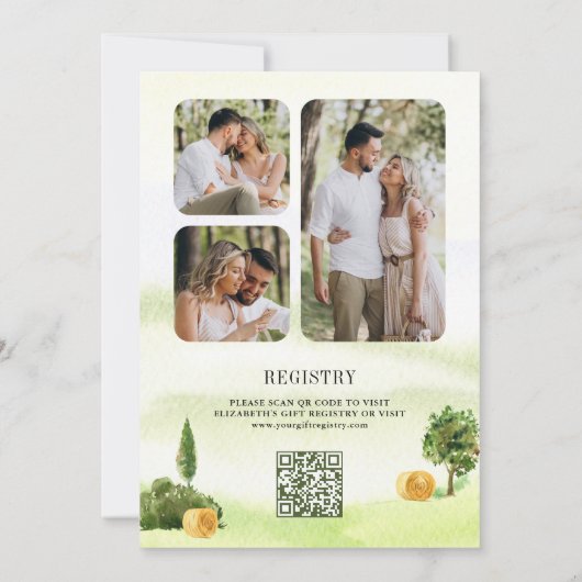 レッドバ素朴ンルーラルファームフォトブライダルシャワー 招待状 (裏面)