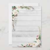 レッドバ素朴ードウィンターグリーナリーウッドホリデーパーティー 招待状 (裏面)