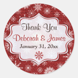 レッドバ素朴ーラップ雪片結婚式の引き出物シール ラウンドシール