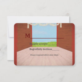 レッドバ素朴ーンアンドデイジーズカントリーウエディング 出欠カード