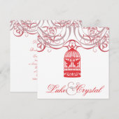 レッドバ魅力的ードケージ結婚式招待状 招待状 (正面/裏面)