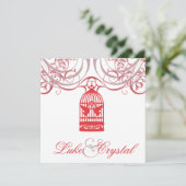 レッドバ魅力的ードケージ結婚式招待状 招待状 (スタンド正面)