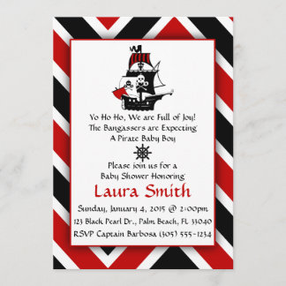 レッドパイレーツベビーシャワー招待状 招待状