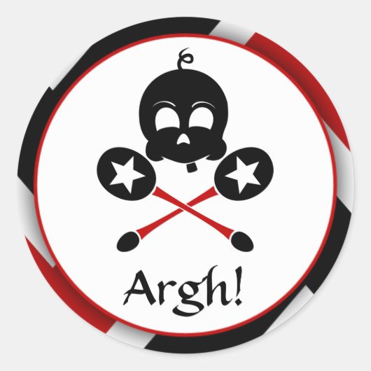 レッドパイレーツベビースカル&クロスラトルズステッカー ラウンドシール (正面)