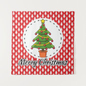 レッドパインズパターンのクリスマスツリー – メリークリスマス タペストリー (正面)