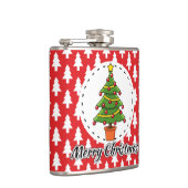 レッドパインズパターンのクリスマスツリー – メリークリスマス フラスク (右)