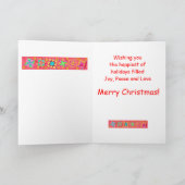 レッドパッチワークキルトブロックアートメリークリスマス シーズンカード (内部)