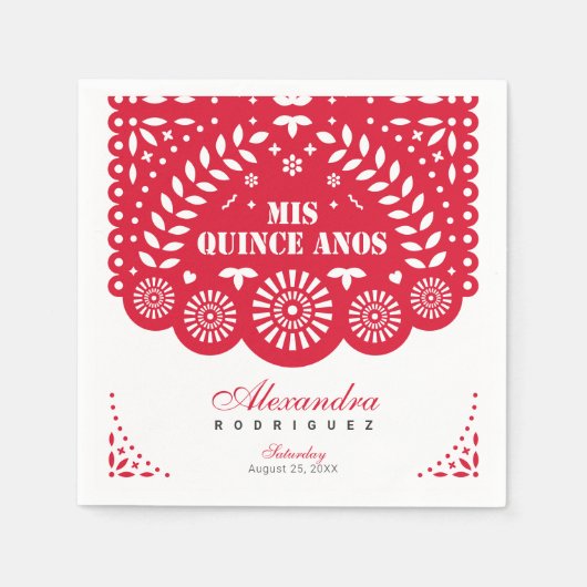 レッドパペルピカドミカンスアニョス スタンダードカクテルナプキン (正面)