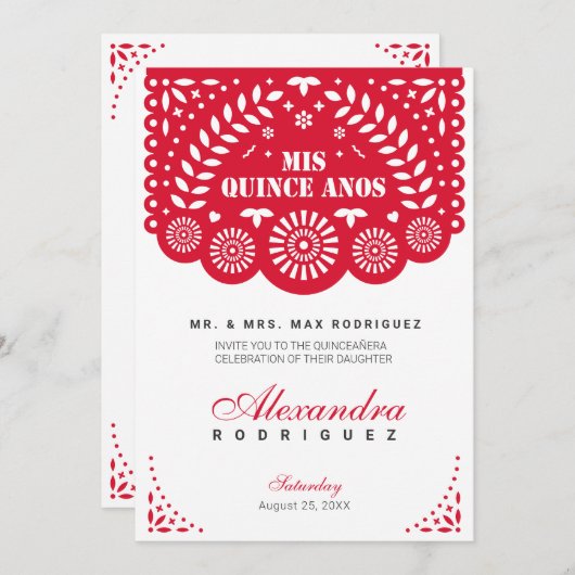 レッドパペルピカドミカンスアニョス 招待状 (正面/裏面)