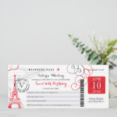 レッドパリエッフェルタワー | Sweet 16誕生日 招待状 (スタンド正面)