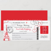 レッドパリエッフェルタワー | Sweet 16誕生日 招待状 (正面/裏面)