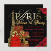 レッドパリスイート16パーティー 招待状 (正面/裏面)