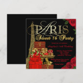 レッドパリス スイート16パーティー 招待状 (正面/裏面)