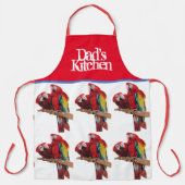 レッドパロットマカオカラフルブルーパパキッチンエプロン エプロン (正面)