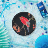 レッドパロットヴィンテージバードウッ日本のドブロックプリント ペーパープレート (パーティー)