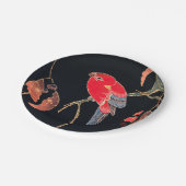 レッドパロットヴィンテージバードウッ日本のドブロックプリント ペーパープレート (アングル)