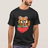 レッドパンダがラを食べる Tシャツ (正面)