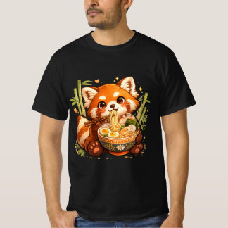 レッドパンダがラーメンを食べる - かわいいラーメン好き Tシャツ