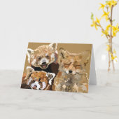レッドパンダとレッドキツネ、永遠に友達 カード (黄色い花)