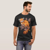 レッドパンダと桜 Tシャツ (正面フル)