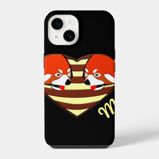 レッドパンダのハート iPhoneケース (裏面)