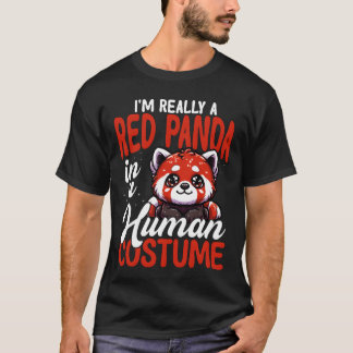 レッドパンダの人に擬装したコスプレ おもしろくてレトロな Tシャツ