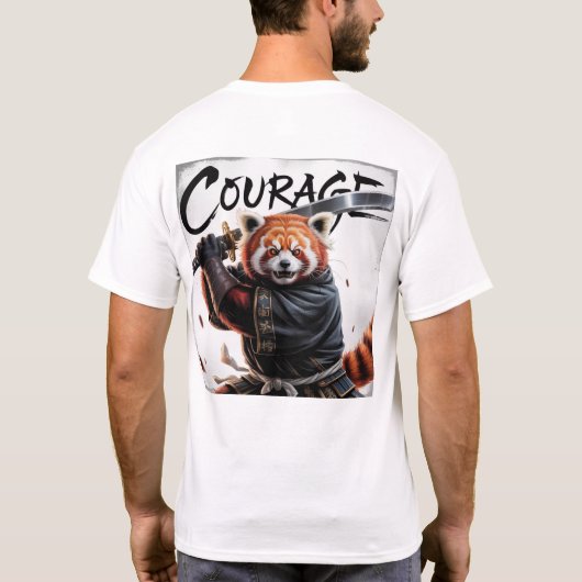 レッドパンダの侍 - 勇気 Tシャツ (裏面)